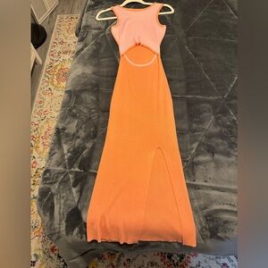 Pink and Orange Middle Cutout Midi Dress XS